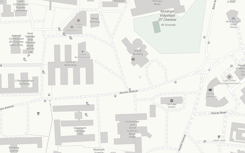 Map of the IIT Madras campus around the Mechanical Sciences Block